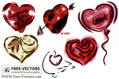 Free Valentines Love Heart Vector Set-2