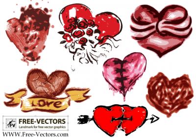 Free Valentines Love Heart Vector Set-3