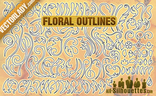 Free Vector Floral Outlines Preview