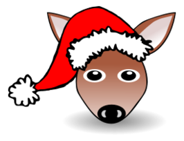 Funny Fawn Face Brown Cartoon with Santa Claus hat Preview