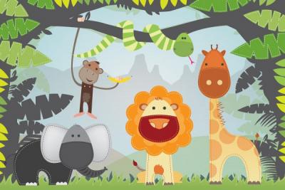 Funny Jungle Animals Vector Preview