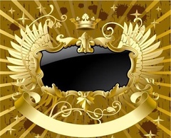 Banners - Gold-black banner with wings 