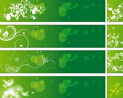 Green Floral Banners Vector Preview