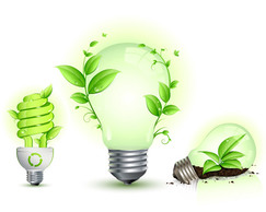 Green Leaf and Energy Saving Lamps Vector Preview