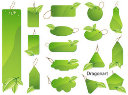 Green Leaf LabelsÂ Vector