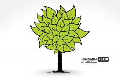 Green Leaf Tree Vector Preview