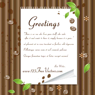 Green Leaves and Note Paper on Wooden Background