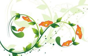 Flourishes & Swirls - Green Swirl Floral Vector illustration 