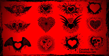 Elements - Grunge vector hearts 