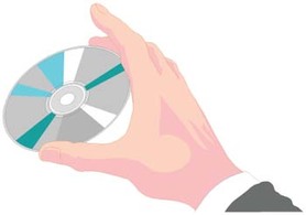 Hand holding cdrom vector Preview