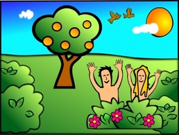 Human - Happy Sun Cartoon Birds Bible Trees Christian Creation Eden Adam Eve Jewish 