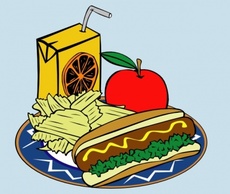 Food - Hotdog Apple Juice Chips Mustard clip art 