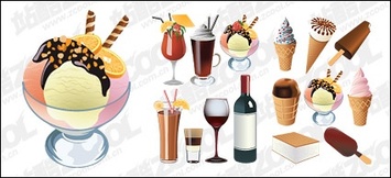 Ice cream and drinks vector material