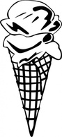 Objects - Ice Cream Cone (2 Scoop) (b And W) clip art 