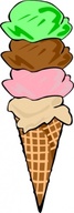 Objects - Ice Cream Cone (4 Scoop) clip art 