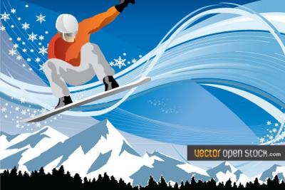 Jumping Snowboarder Vector Graphic Preview