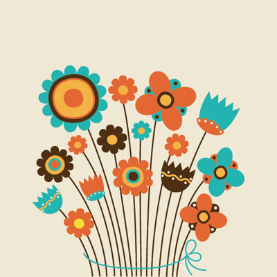 Nature - Kids Drawn Vector Flowers 