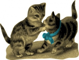 Elements - Kittens One With Blue Ribbon clip art 