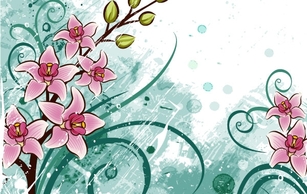 Backgrounds - Lily Flowers With Grunge Floral Background 