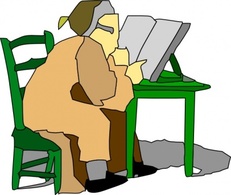 Objects - Man Sitting Reading Book clip art 