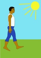 Human - Man Walking Sunny Day clip art 