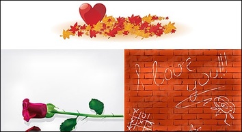 Maple Leaf rose heart-shaped wall material vector
