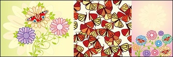 Moth and the lovely flowers vector material