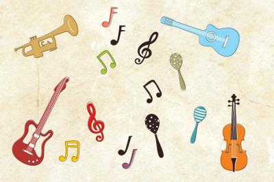 Musical Instruments and Notes Vector Preview