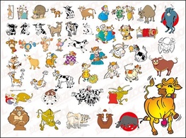 N many cartoon cow vector material Preview