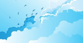 Nature birds silhouettes sky clouds free vector