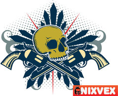 NixVex Skull with Guns Free Vector Preview