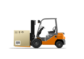 Objects - Orange forklift loader with box 