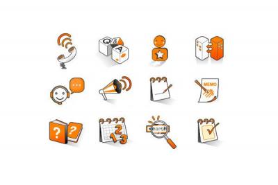 Orange Internet Vector Icons Preview
