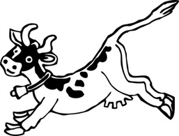 Outline Cartoon Farm Cow Milk Lineart Jumping Animal Mammal