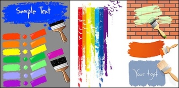 Backgrounds - Paint brush and ink marks vector material 