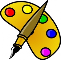 Illustrator Brushes - Painter Color Palette With Brush Cartoon clip art 