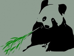 Animals - Panda Bear Eating Bamboo clip art 