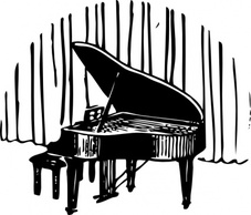 Music - Piano In Front Of Curtain clip art 