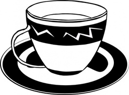 Plate Cup Coffee Drink Lineart Beverage Cappuccino Preview