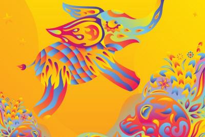 Psychedelic Elephant Vector Preview
