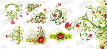Red and green flower pattern combination of vector material Preview