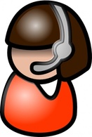 Red Computer Icon User Juliane Krug People Lady Woman Girl Person Voice Call Headphone Talk ...