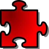 Objects - Red Jigsaw Piece clip art 