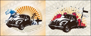 Retro classic cars theme illustrations Preview