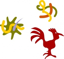 Animals - Rooster Star Worms clip art 