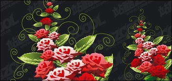 Rose decorative patterns vector material Preview