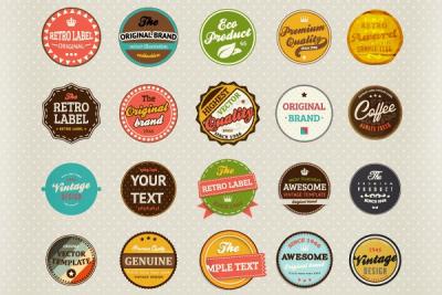 Round Retro Vector Labels Preview