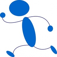 Sports - Running Blue Stick Man clip art 