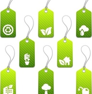 Set of green eco product tags with icons Preview