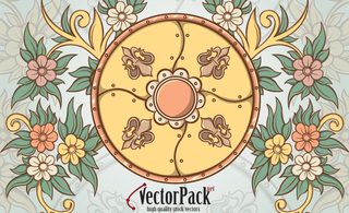 Shield and Floral Vector Element Preview